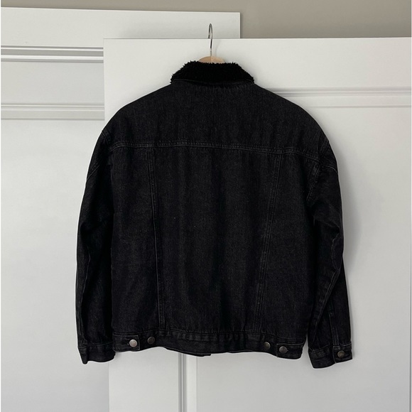 Black Denim Borg Interior Jacket - Picture 2 of 4